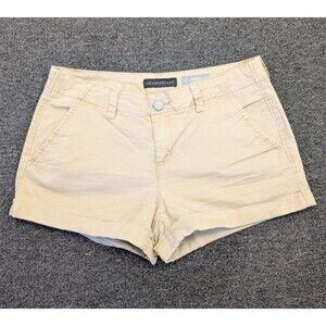 Aeropostale Shorts Women’s Size 8 Khaki Beige MIDI Chino Cuffed Flat Front